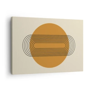 Tablou pe pânză Canvas - Model geometric cu cercuri și linii portocalii - 70x50cm - Planul perfect - Decorațiune modernă pentru perete pentru living și dormitor ARTTOR