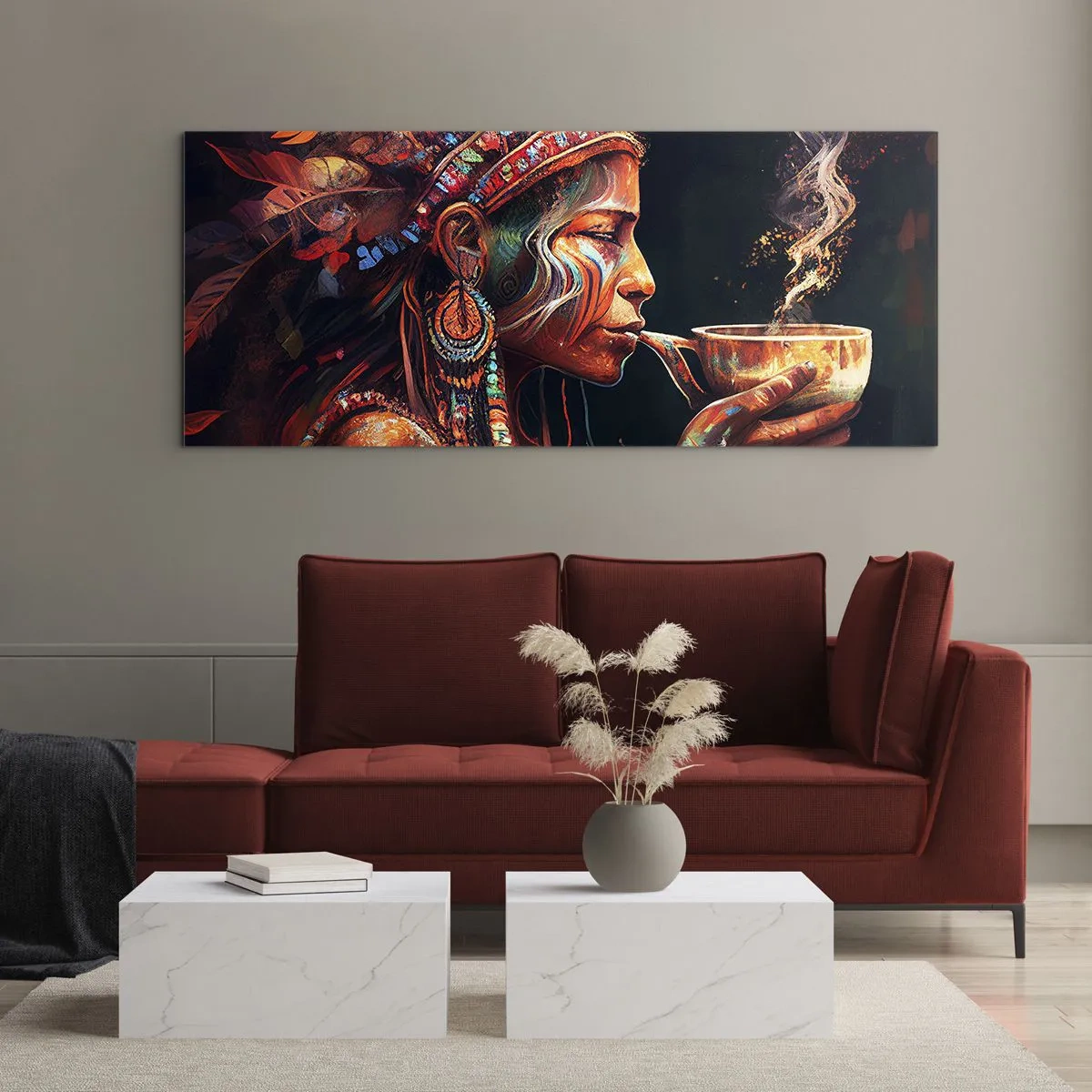 Tablou pe sticlă - Ritual magic - 100x40 cm