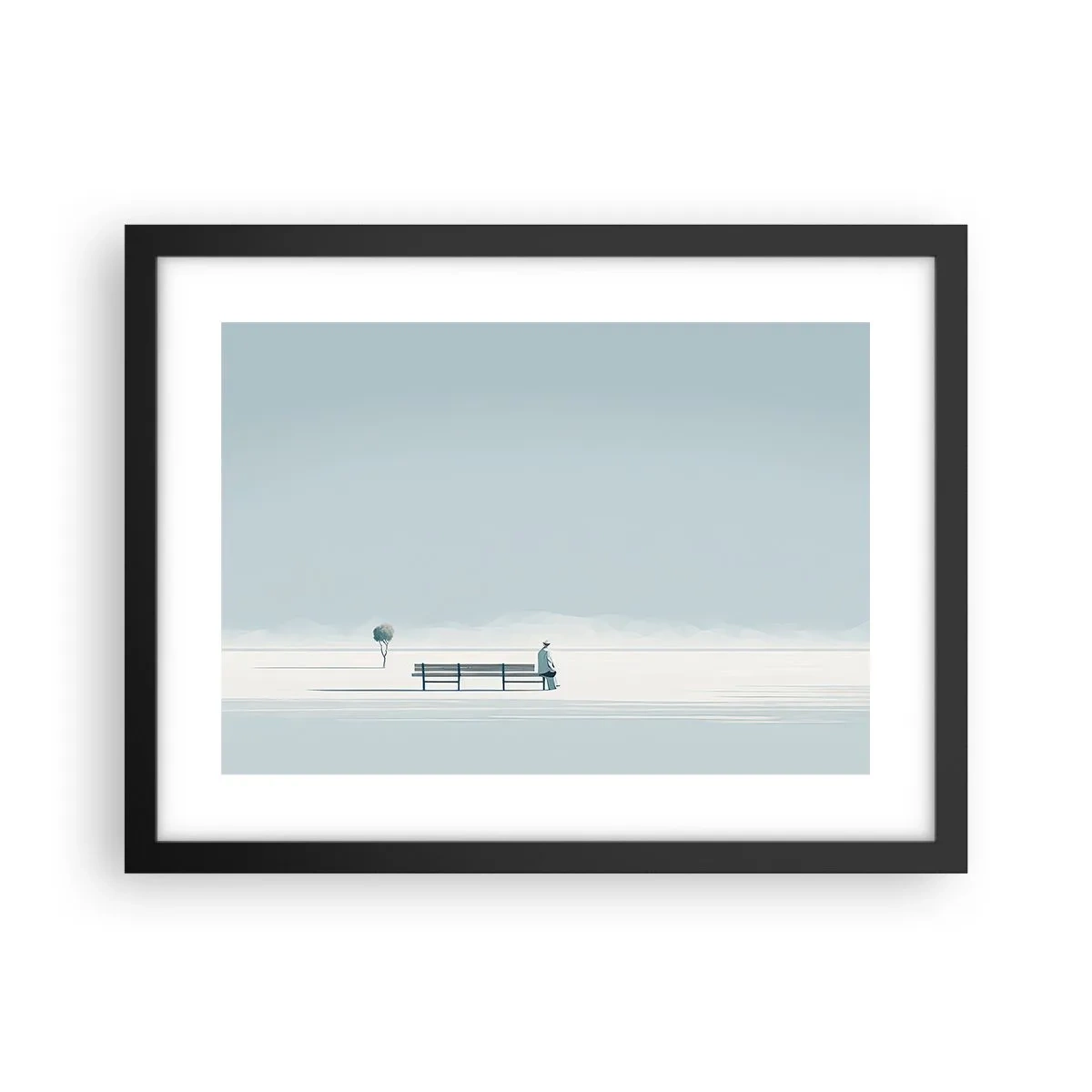 Poster în ramă neagră - Da, aștept. - 40x30 cm