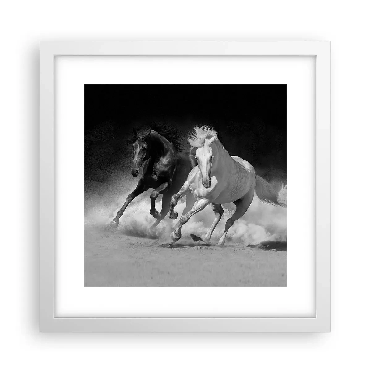 Poster în ramă albă - Galopul libertății - 30x30 cm