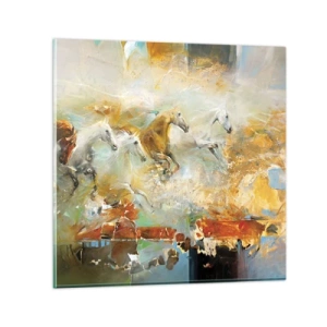 Tablou pe sticlă - Galopând prin lumină - 30x30 cm