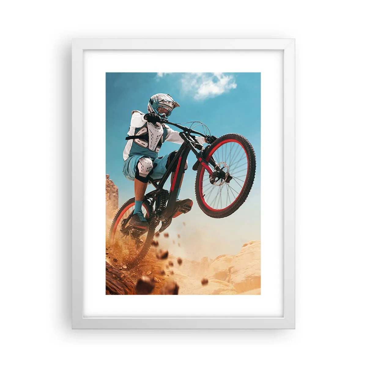 Poster în ramă albă - Nebunia demonului bicicletei - 30x40 cm