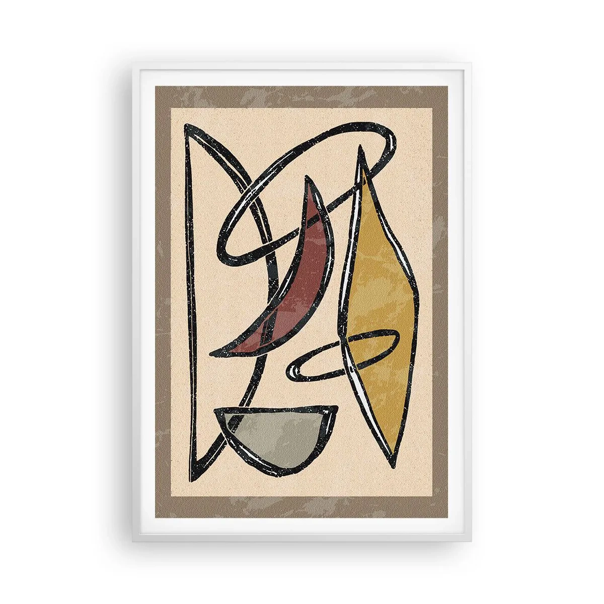 Poster în ramă albă - Compoziție - arcuri și ovale - 70x100 cm