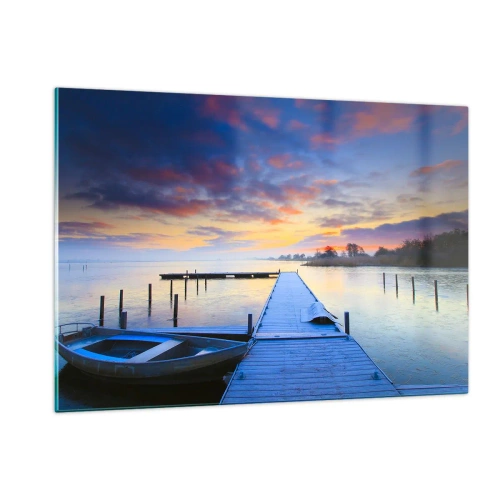 Tablou pe sticlă - Seninătate mov-auriu - 120x80 cm