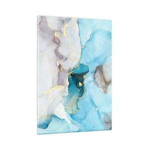 Tablou pe sticlă - Un studiu al întâlnirii dintre gri și turcoaz - 50x70 cm