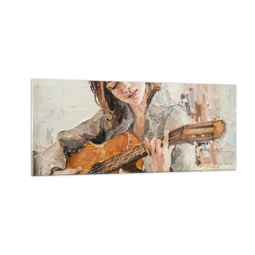 Tablou pe sticlă - Concert pentru chitară și inima unei fete - 100x40 cm