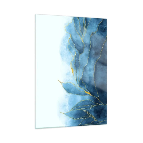 Tablou pe sticlă - Albastru în aur - 50x70 cm