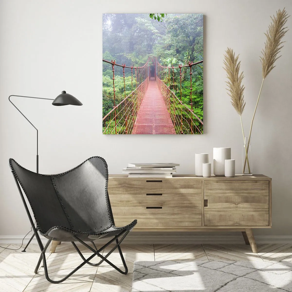Tablou pe sticlă - Suspendat deasupra coroanelor arborilor - 50x70 cm