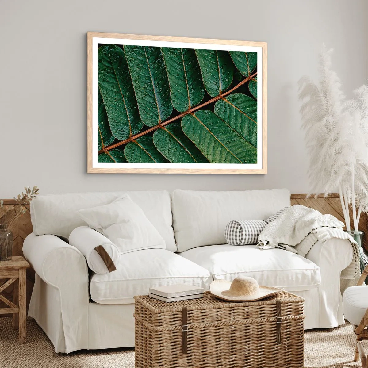 Poster în ramă de stejar deschis - Într-un ritm verde - 50x40 cm