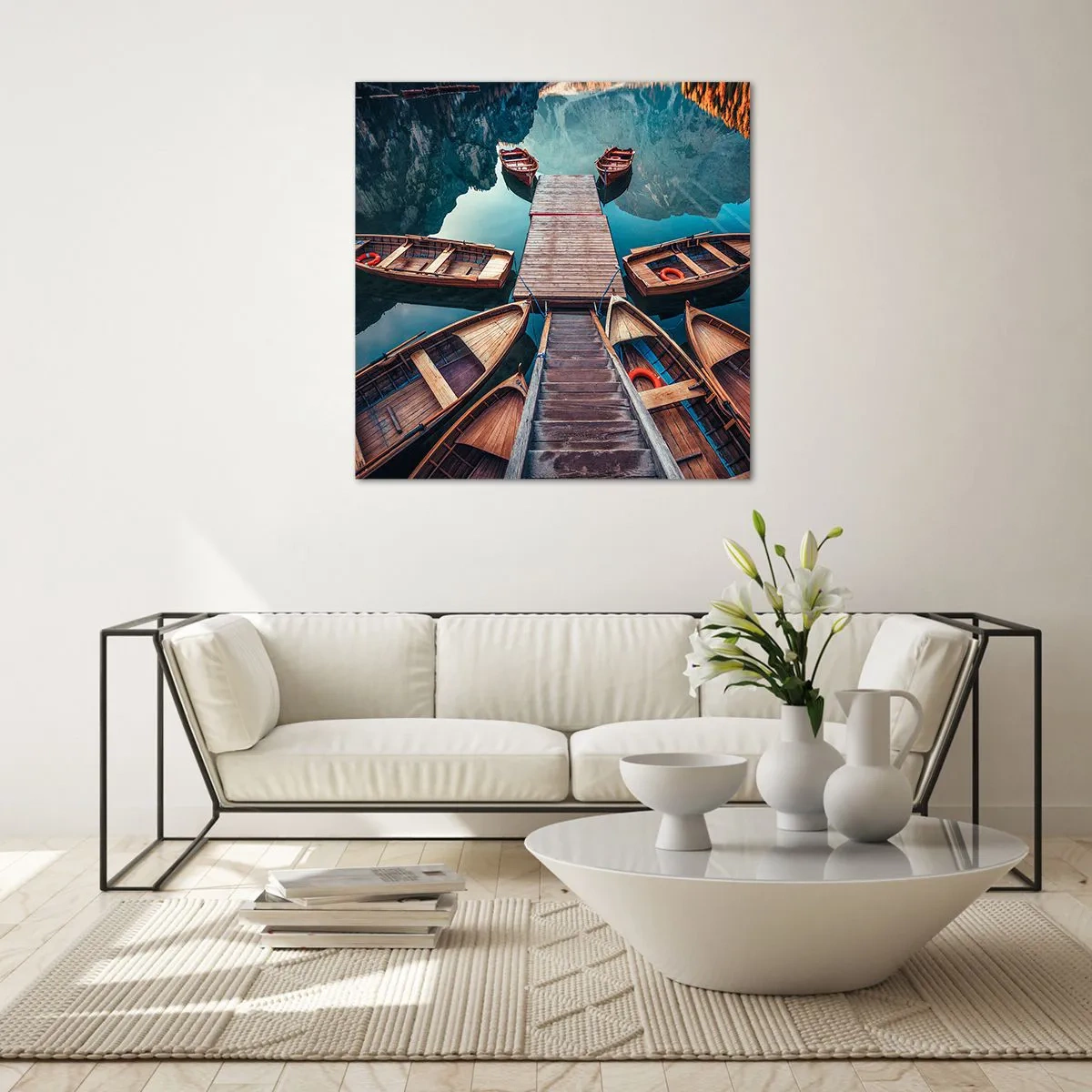 Tablou pe sticlă - Așteptând în port - 50x50 cm