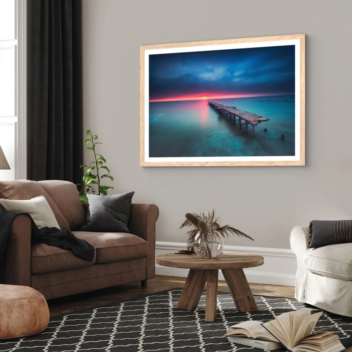 Poster în ramă de stejar deschis - Între cer și pământ - 70x50 cm