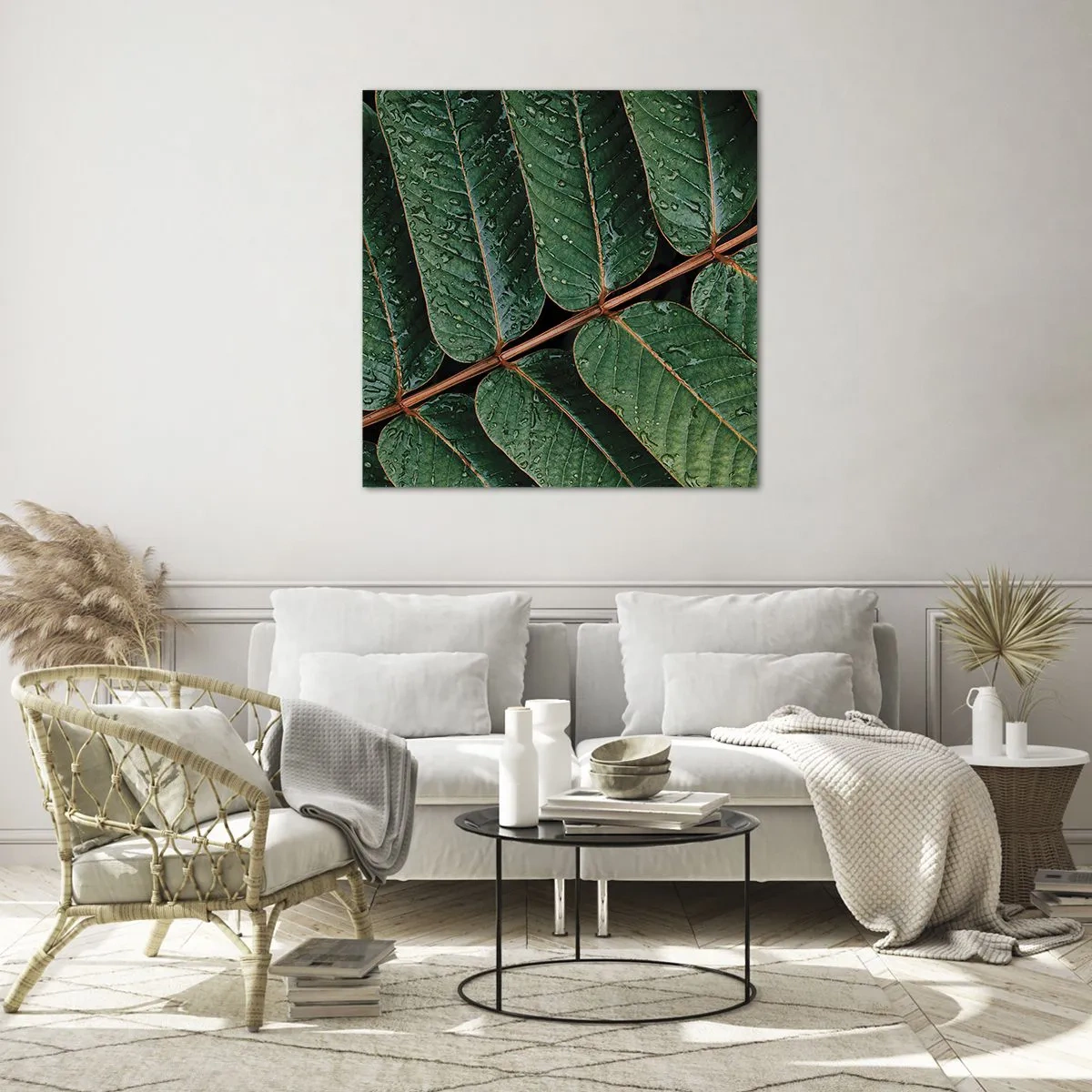 Tablou pe sticlă - Într-un ritm verde - 60x60 cm