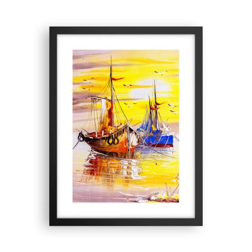 Poster în ramă neagră - O binemeritată odihnă în port - 30x40 cm