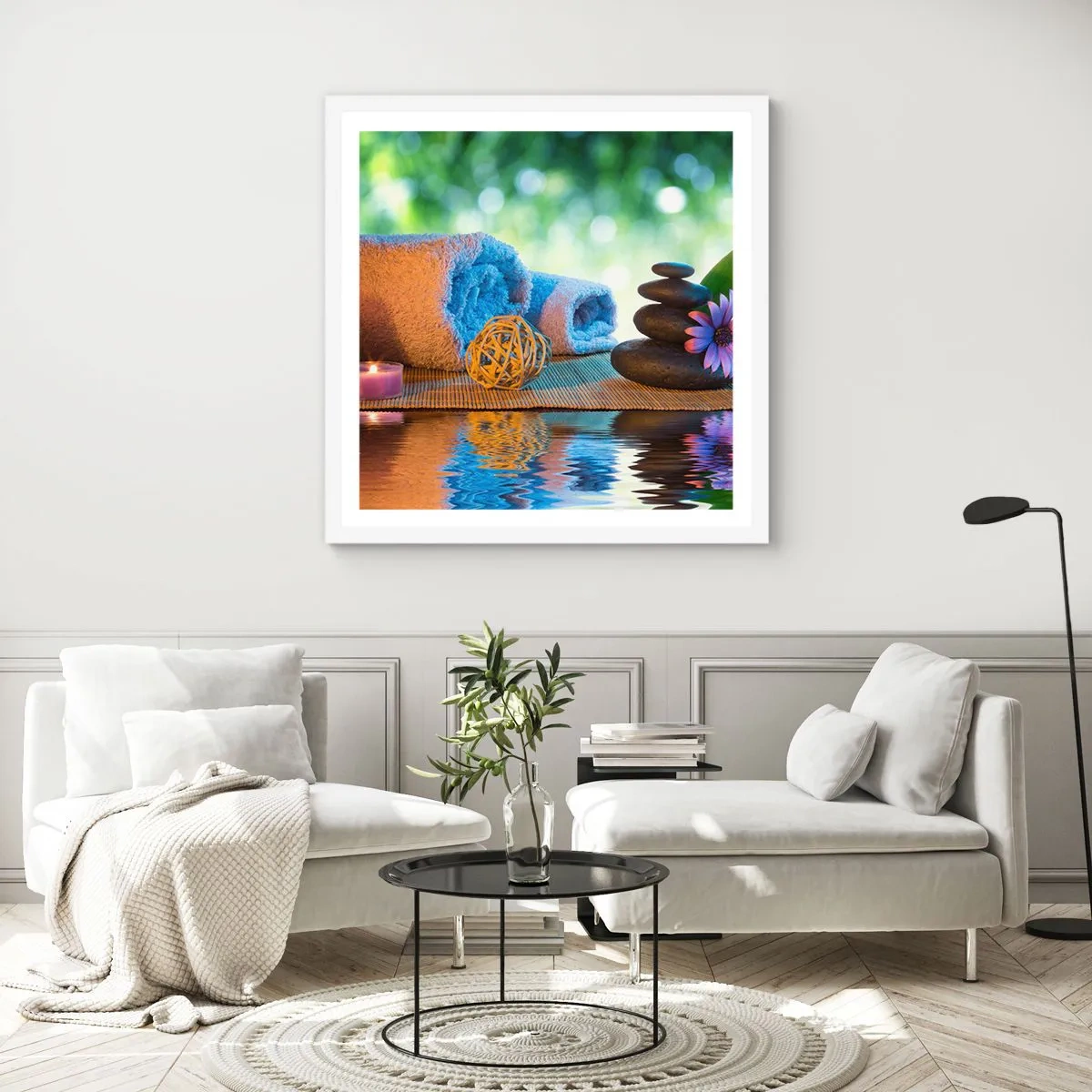 Poster în ramă albă - Timp pentru corp - 50x50 cm