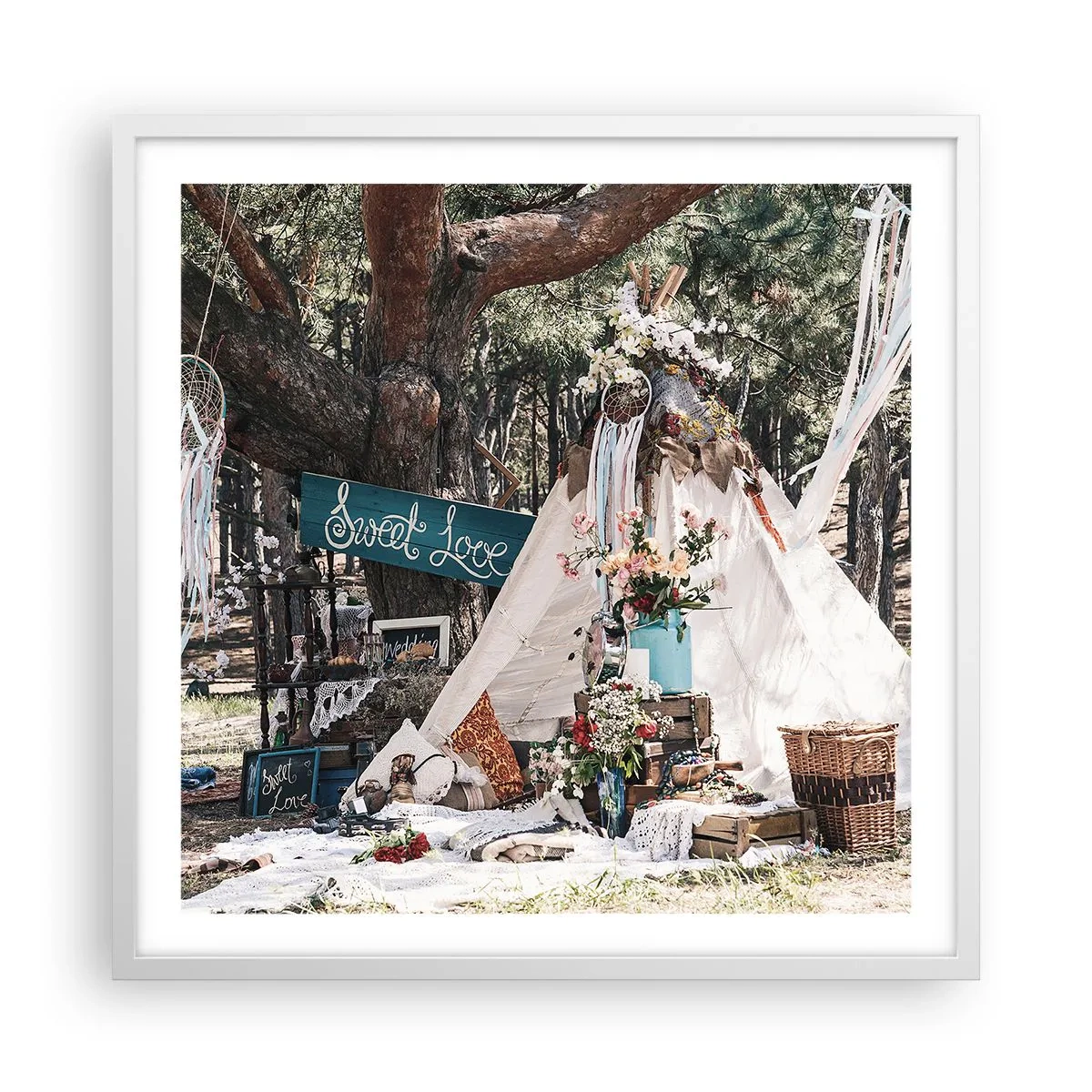Poster în ramă albă - Make love… - 60x60 cm