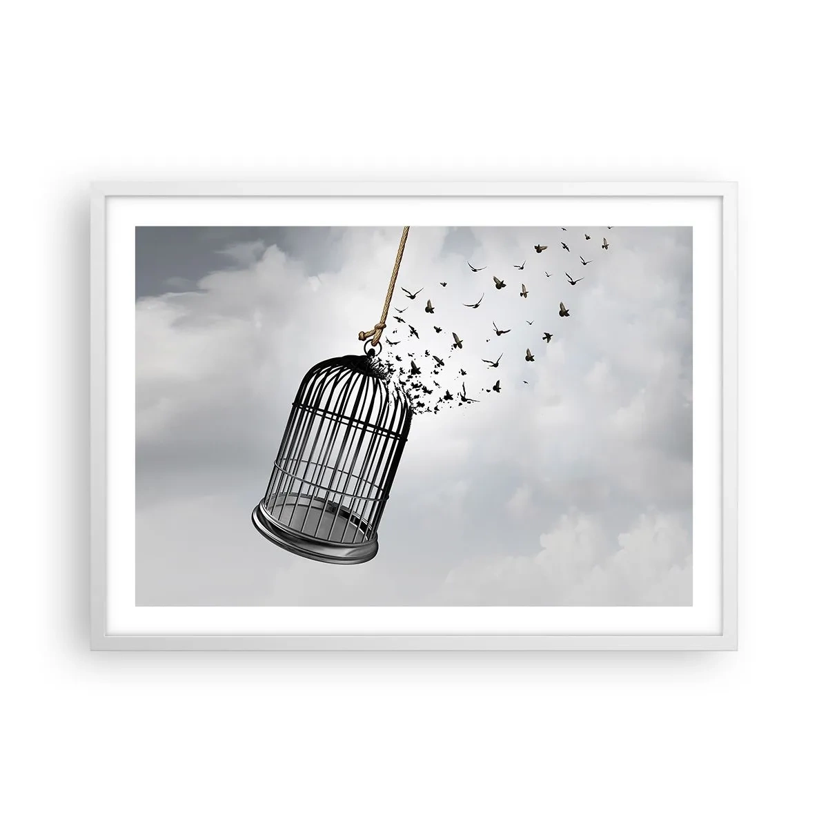Poster în ramă albă - Credință...Speranță...Libertate! - 70x50 cm