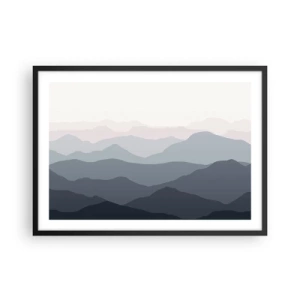 Poster în ramă neagră - Valuri de munți - 70x50 cm