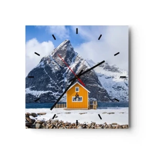 Ceas de perete - Ceas pe sticlă - Vacanță scandinavă - 30x30 cm