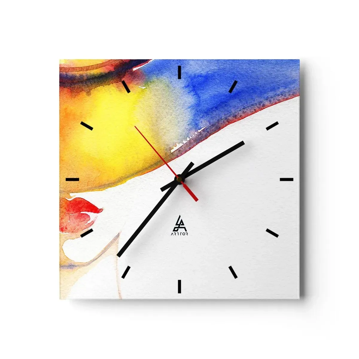 Ceas de perete - Ceas pe sticlă - Portretul unei doamne    - 30x30 cm