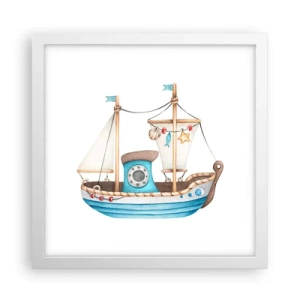 Poster în ramă albă - Ahoy aventura! - 30x30 cm