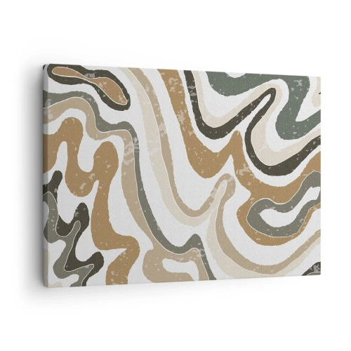Tablou pe pânză Canvas - Modele pământii în nuanțe de maro și verde - 70x50cm - Meandrele culorilor pământului - Decorațiune modernă pentru perete pentru living și dormitor ARTTOR