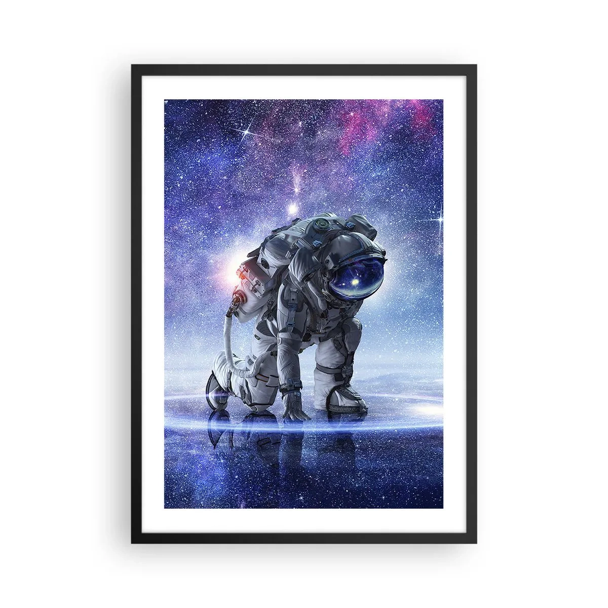 Poster în ramă neagră - Astronautul pe fundalul spațiului cosmic - 50x70cm - Cerul înstelat de deasupra mea - Decorațiune modernă pentru perete pentru living și dormitor ARTTOR