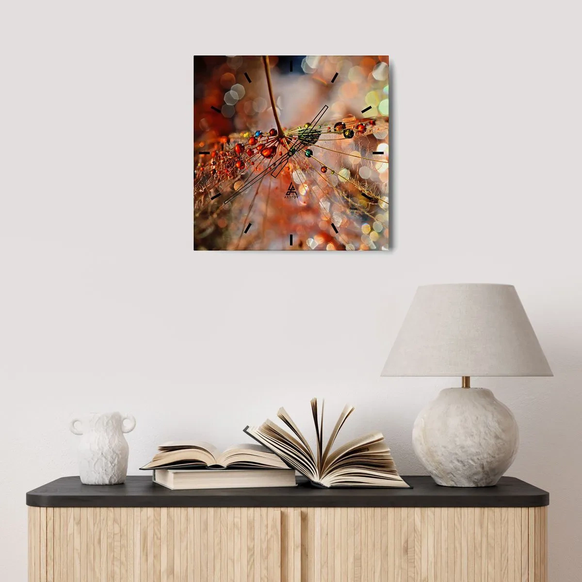 Ceas de perete - Ceas pe sticlă - Înfipt pe pânza de păianjen - 30x30 cm