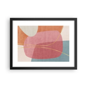 Poster în ramă neagră - Compoziție pastel cu fir de aur - 40x30 cm