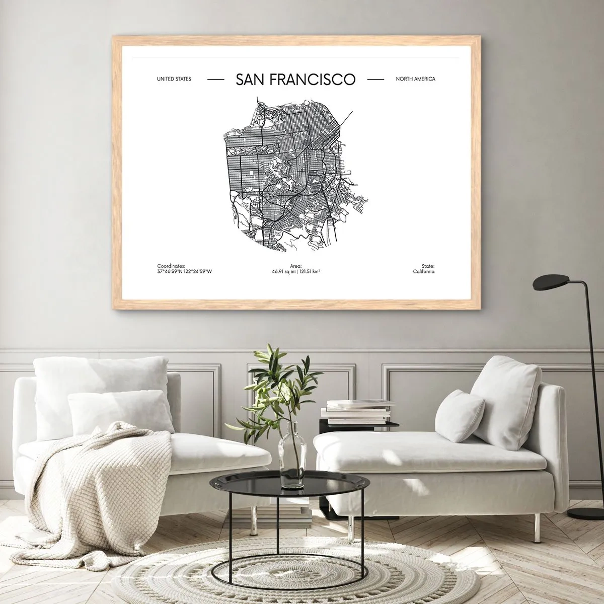 Poster în ramă de stejar deschis - Anatomia San Francisco - 100x70 cm