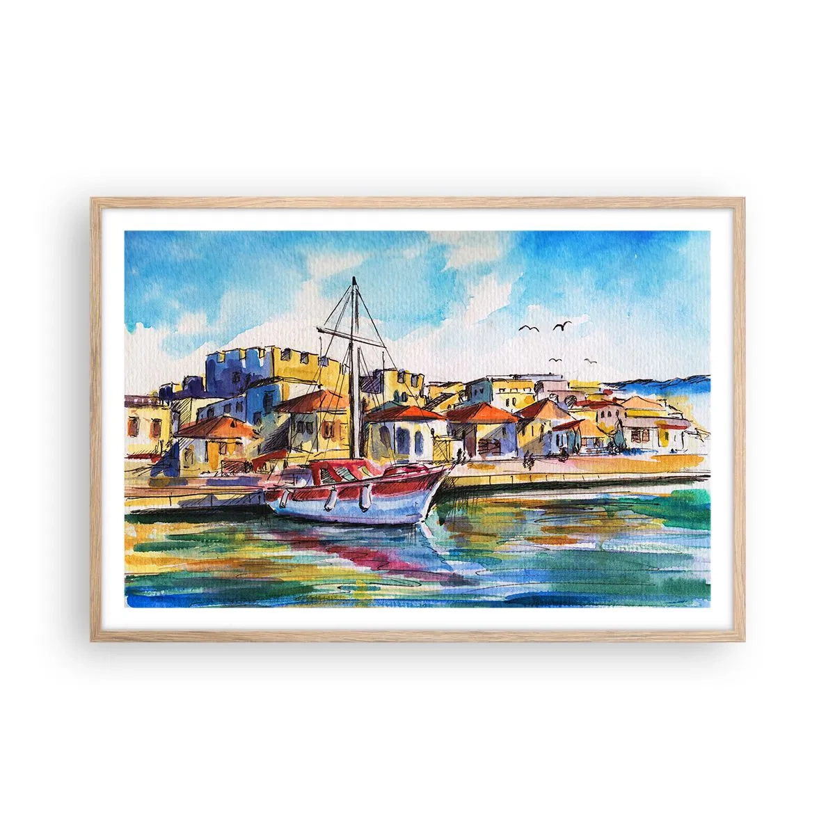 Poster în ramă de stejar deschis - Curcubeu după-amiază - 91x61 cm