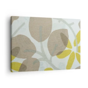 Tablou pe pânză Canvas - Frunze abstracte în nuanțe de bej și galben - 70x50cm - Compoziție în plin soare - Decorațiune modernă pentru perete pentru living și dormitor ARTTOR