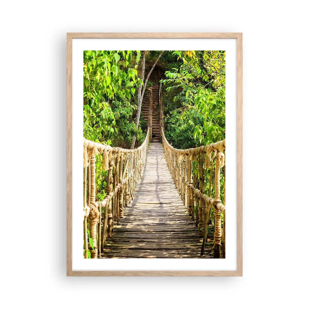 Poster în ramă de stejar deschis - Suspendat în verde - 50x70 cm