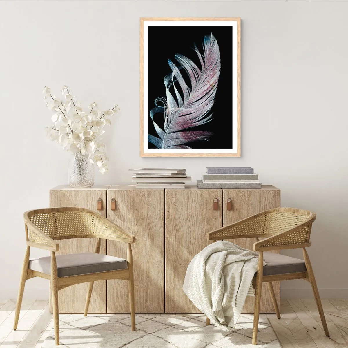 Poster în ramă de stejar deschis - Gândește-te la atingere - 50x70 cm