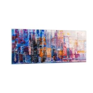 Tablou pe sticlă - O metropolă veselă - 100x40 cm