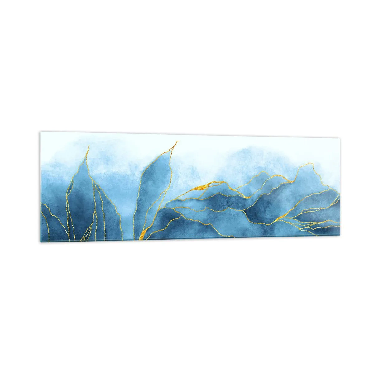 Tablou pe sticlă - Albastru în aur - 160x50 cm