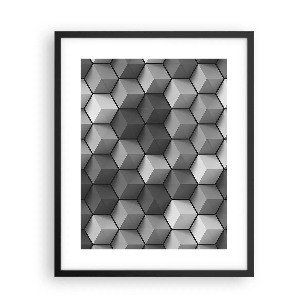 Poster în ramă neagră - Puzzle cubist - 40x50 cm