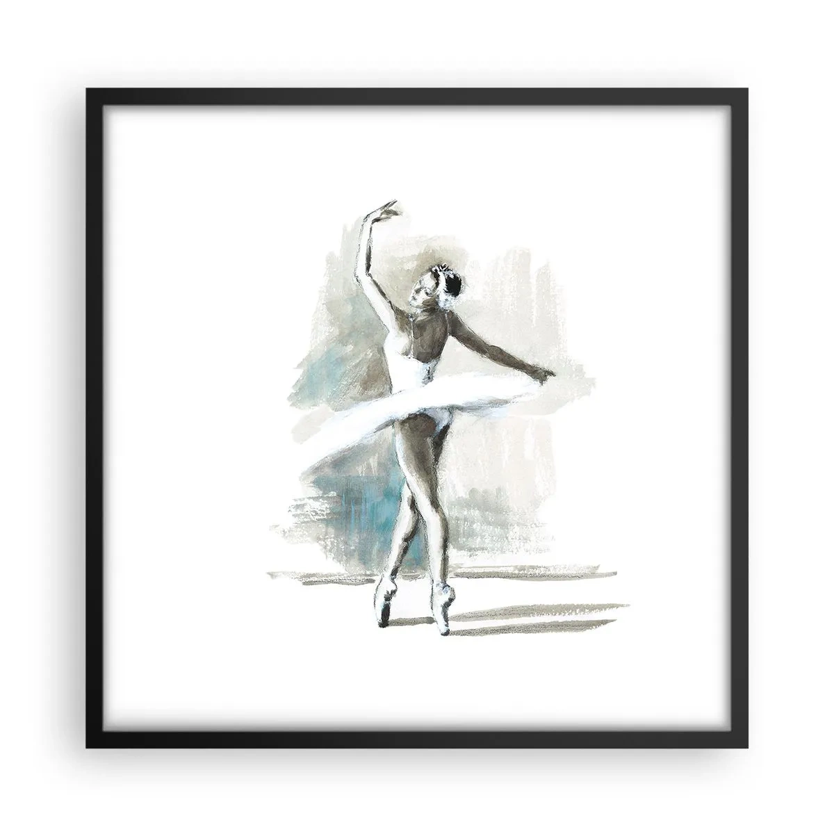 Poster în ramă neagră - Fermecată într-o lebădă - 50x50 cm