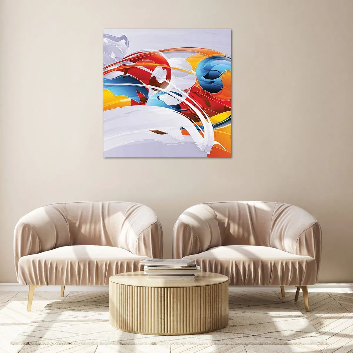 Tablou pe sticlă - Dansul elementelor - 50x50 cm