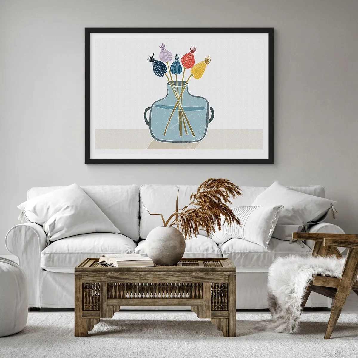 Poster în ramă neagră - Paparune sau maci? - 100x70 cm