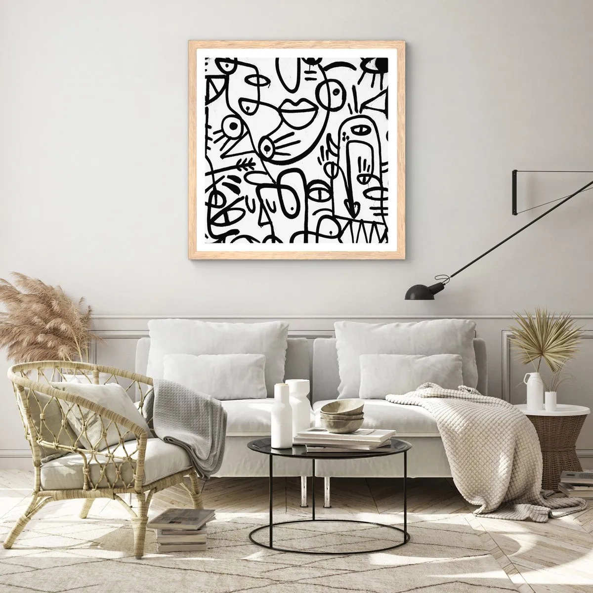 Poster în ramă de stejar deschis - Chipuri și miraje - 50x50 cm