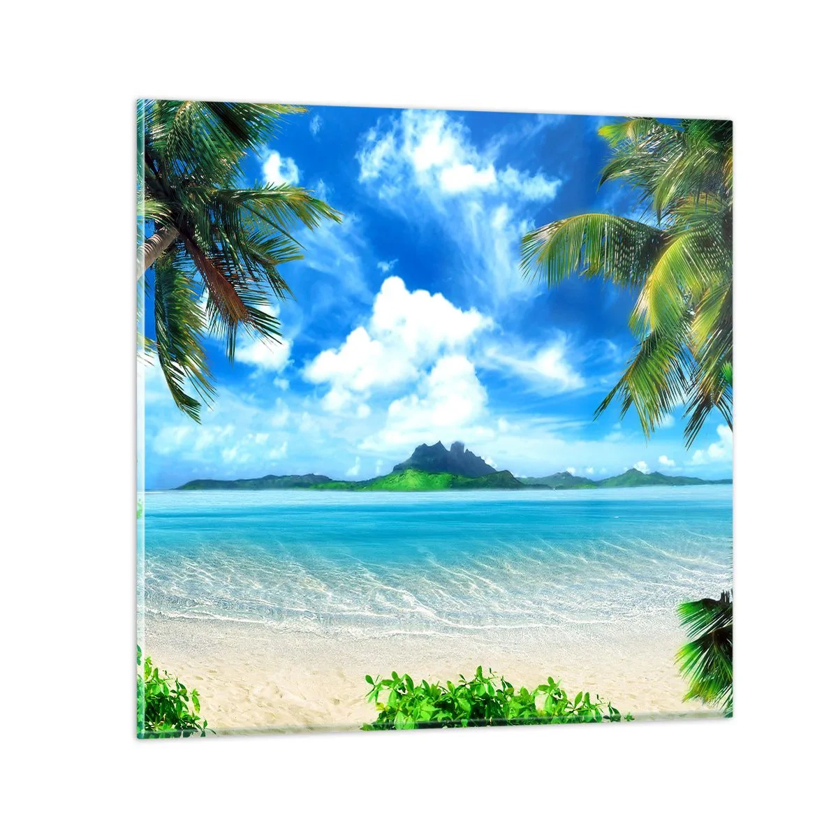 Tablou pe sticlă - Azur de la tropice - 70x70 cm