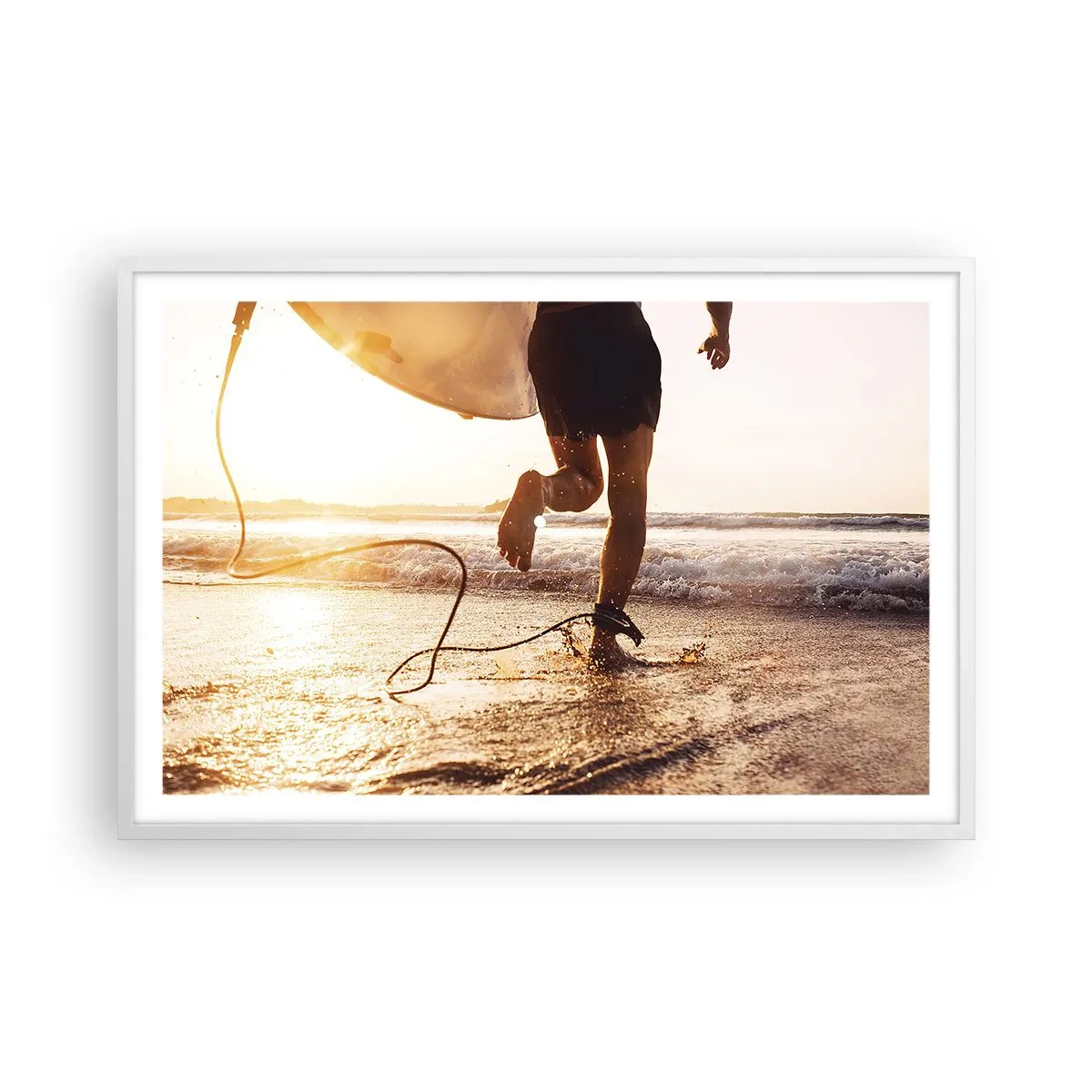 Poster în ramă albă - Pentru a întâmpina valul - 91x61 cm