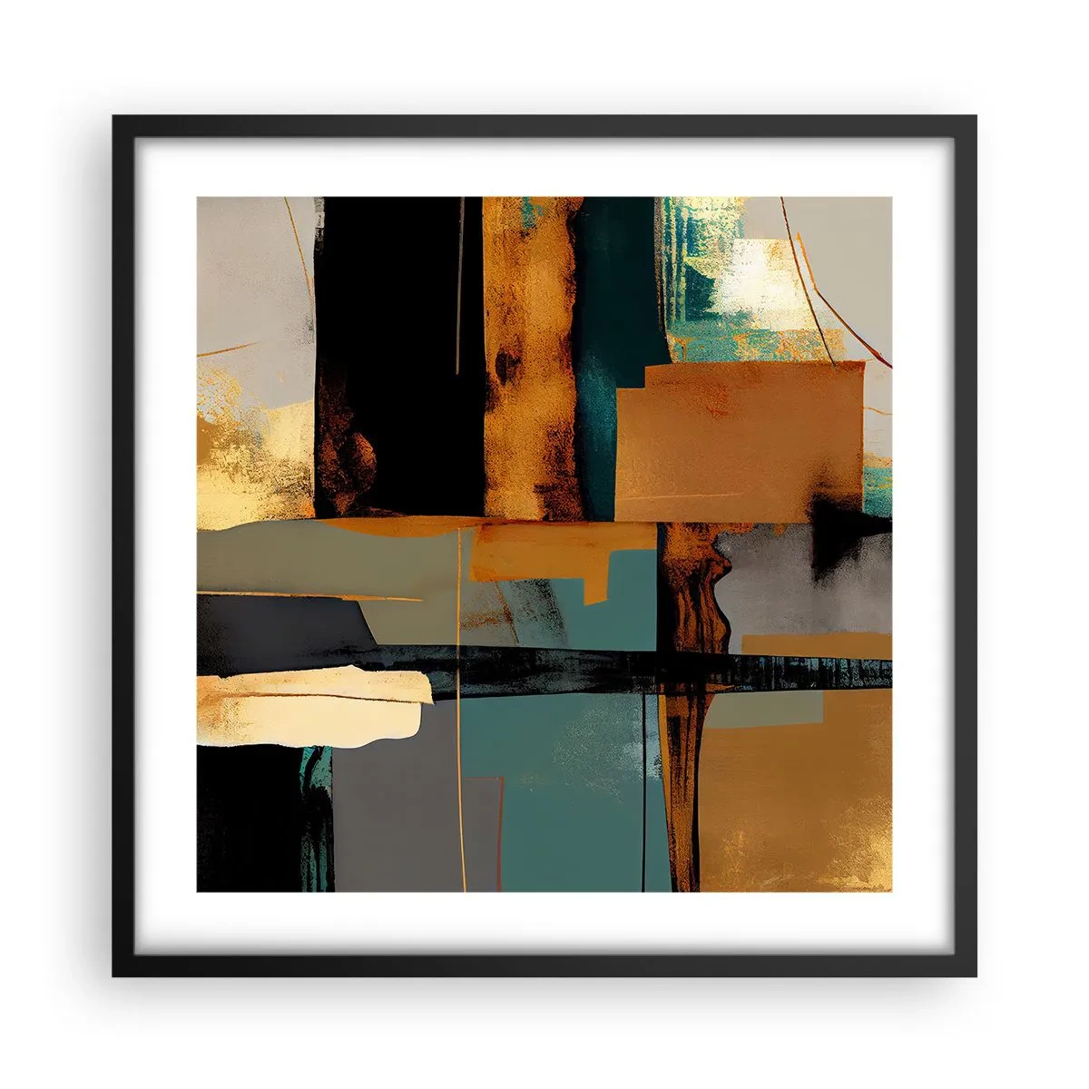 Poster în ramă neagră - Abstracția - lumină și umbră - 50x50 cm