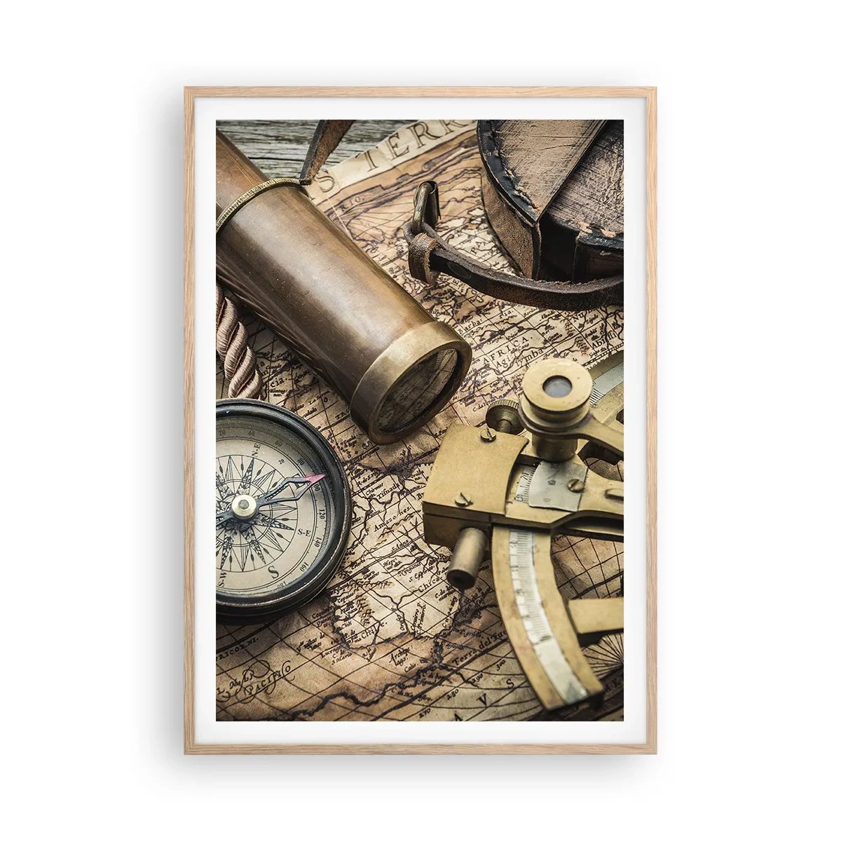 Poster în ramă de stejar deschis - Stabilește cursul - 70x100 cm