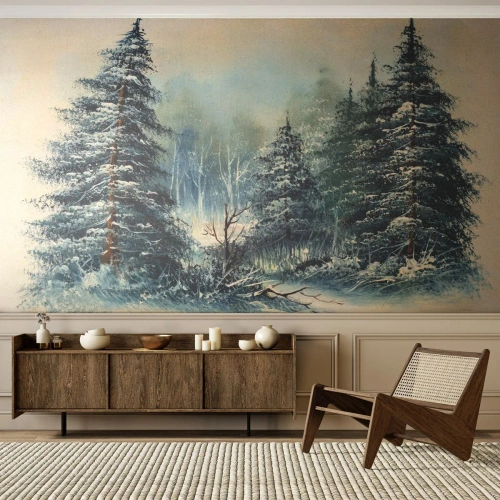 Tapet Premium Canvas - Gata pentru Crăciun - Peisaj, pădure, Natură - 500x350 cm