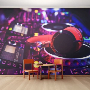 Fototapetă personalizată Premium Canvas - Înainte de a începe distracția - Muzică, Studio de muzică, Căști