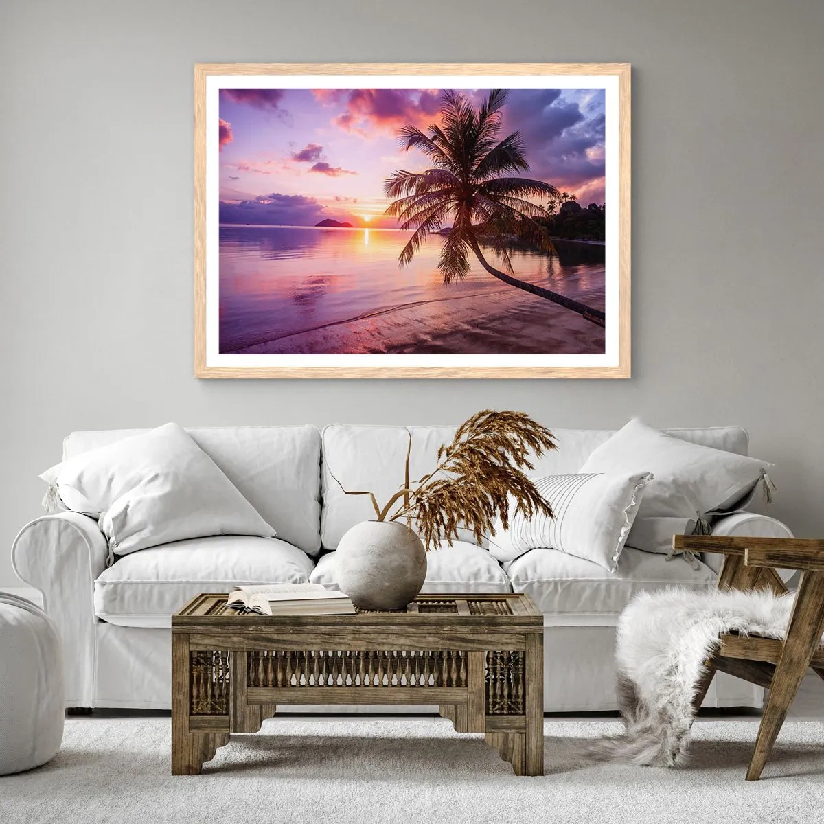 Poster în ramă de stejar deschis - Euforie până la orizont - 100x70 cm