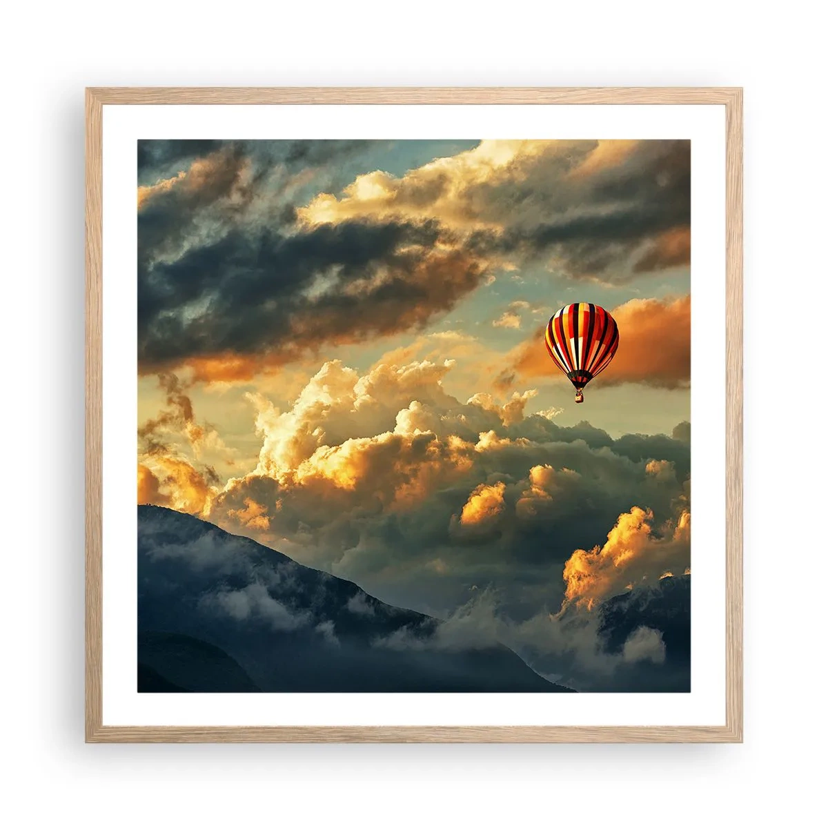 Poster în ramă de stejar deschis - Zbor pentru că vreau - 60x60 cm