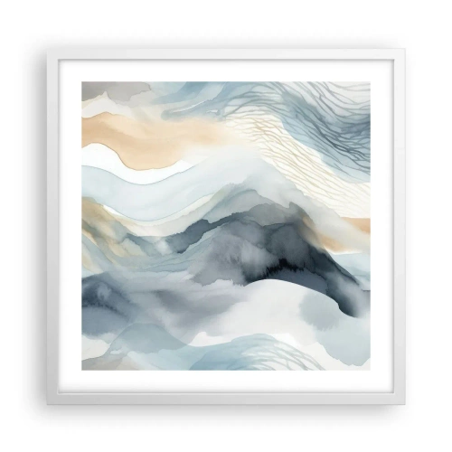 Poster în ramă albă - Abstracție de zăpadă și ceață - 50x50 cm