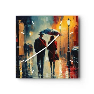 Ceas de perete - Ceas pe sticlă - Poveste de dragoste urbană - 30x30 cm